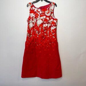Pendleton Sheath A-line Dress Womens Size 6 Red Sleeveless Floral Print Pockets